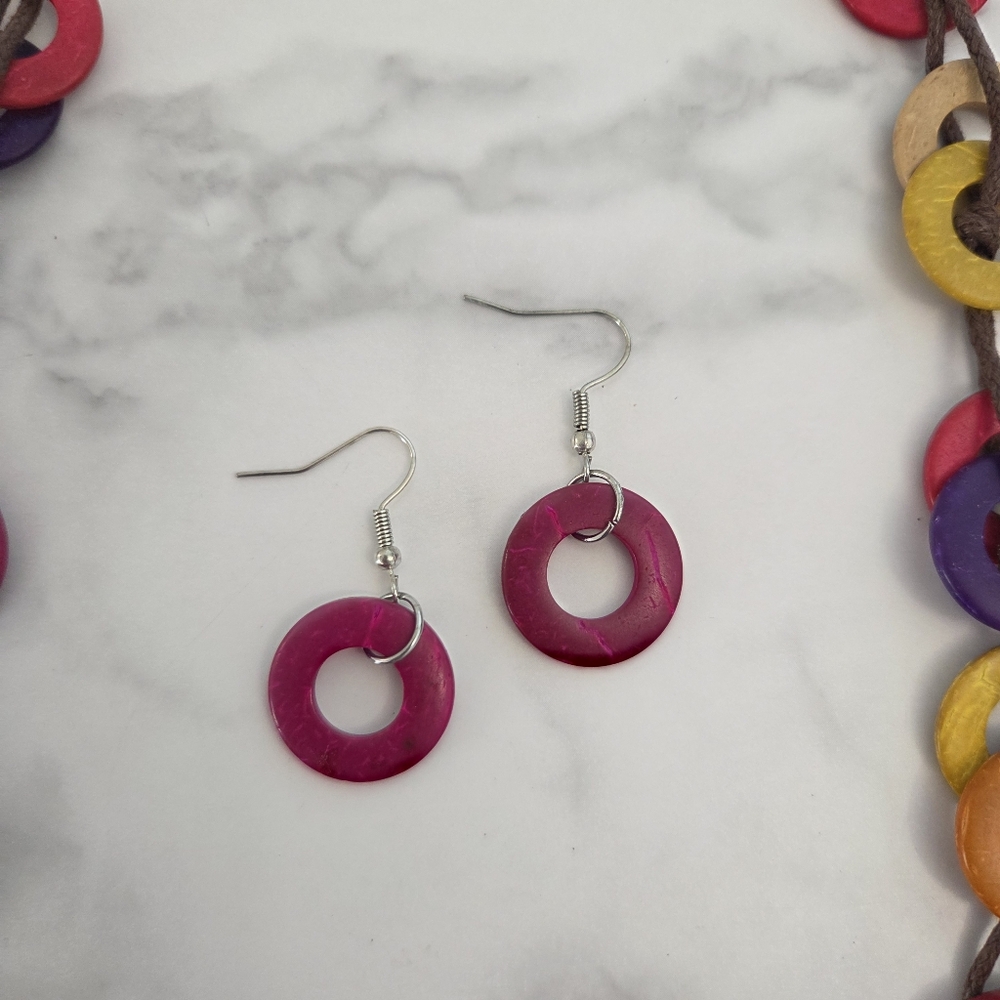 Paparazzi Accesories Boho Multi Color Wooden Discs Necklace & Earring Set - Picture 3 of 16